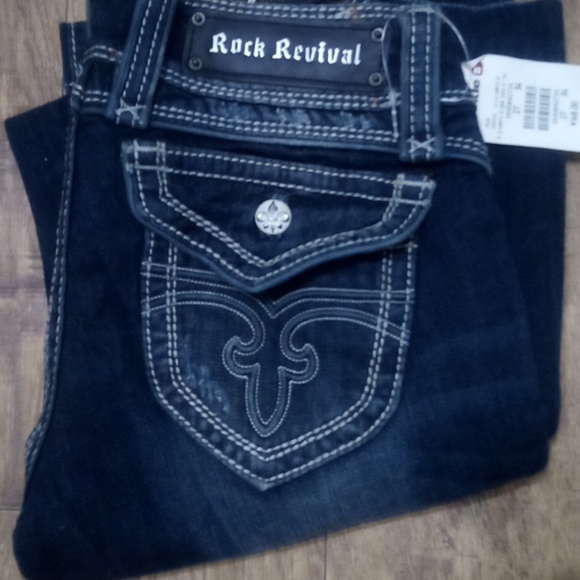 Rock Revival NWT Women's Jeans 27 Wide Leg Embellished Distressed - Picture 5 of 15